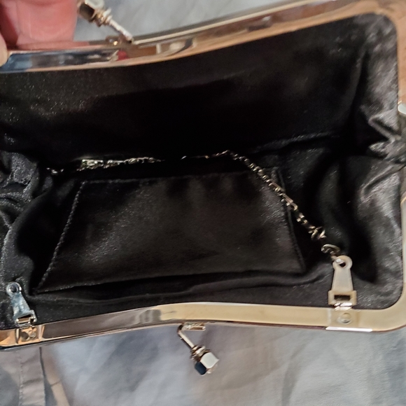 Evening bag Clutch black silver rhinestones strap included - Picture 3 of 4